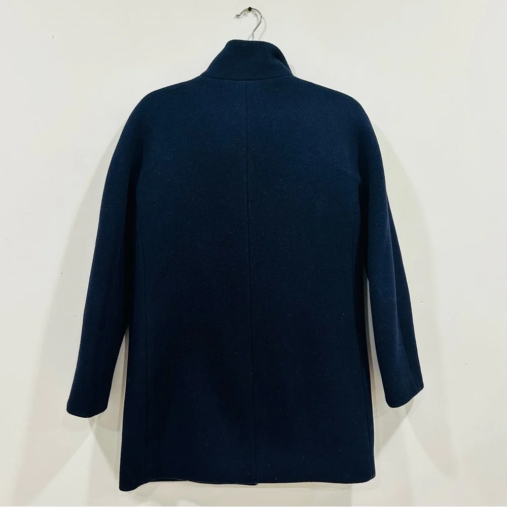 Crew Nello Gori Stadium Cloth Cocoon Coat Dark Blue Women Wool Blend Size 2 - Picture 4 of 10